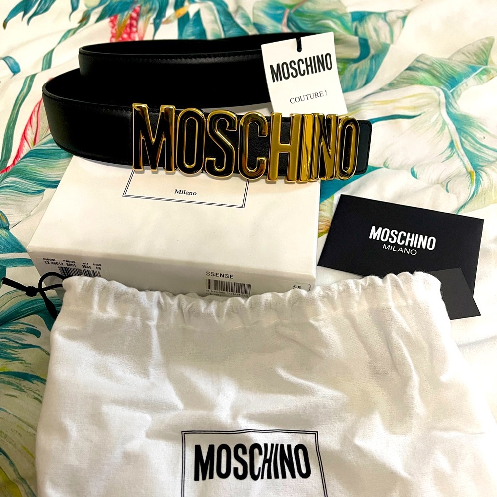 Mens Moschino Logo Belt - IT58/120CM/48”